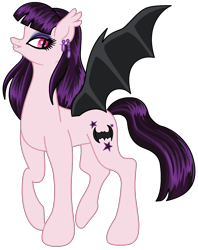 Size: 1460x1848 | Tagged: safe, artist:flamefyre1235, imported from derpibooru, oc, oc only, bat pony, pony, vampire, vampony, earring, elissabat, eyeshadow, monster high, piercing, solo