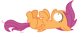 Size: 8978x3872 | Tagged: safe, artist:masem, imported from derpibooru, scootaloo, brotherhooves social, .ai available, absurd resolution, female, on back, simple background, solo, transparent background, vector, wide eyes