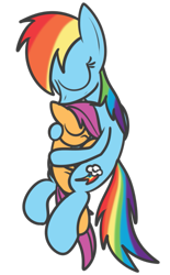 Size: 489x791 | Tagged: safe, artist:mr. rottson, imported from derpibooru, rainbow dash, scootaloo, backwards cutie mark, cuddling, cute, eyes closed, hug, scootalove, simple background, smiling, snuggling, transparent background