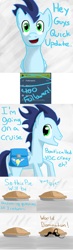 Size: 1152x3953 | Tagged: safe, imported from derpibooru, soarin', pony, vocational death cruise, evil, followers, monocle, moustache, pie, that pony sure does love pies, tumblr, world domination