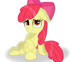 Size: 1300x1080 | Tagged: safe, artist:hanzel2, imported from derpibooru, apple bloom, earth pony, pony, adorabloom, awkward, awkward smile, cute, female, filly, looking at you, sitting, smiling, solo