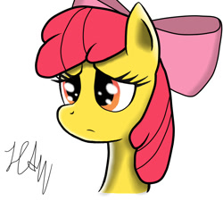 Size: 1200x1080 | Tagged: safe, artist:hanzel2, imported from derpibooru, apple bloom, adorabloom, cute, female, looking at you, portrait, sad, solo