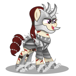 Size: 3000x3000 | Tagged: safe, artist:blue-strokes, imported from derpibooru, oc, oc only, oc:rampage, fallout equestria, fallout equestria: project horizons, armor, barbed wire, fanfic art, shadow, show accurate, simple background, solo, spiked armor, transparent background, vector