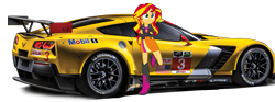 Size: 979x365 | Tagged: safe, artist:racer44908, imported from derpibooru, sunset shimmer, equestria girls, car, chevrolet corvette c7.r, corvette, corvette c7, female, gtlm, imsa, obligatory pony, racecar, solo