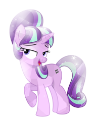 Size: 5000x6590 | Tagged: safe, artist:meteor-spark, imported from derpibooru, starlight glimmer, crystal pony, pony, unicorn, absurd resolution, bedroom eyes, crystallized, equal cutie mark, female, mare, raised hoof, s5 starlight, simple background, smiling, solo, transparent background