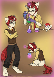 Size: 848x1200 | Tagged: safe, artist:kaemantis, imported from derpibooru, twist, oc, oc:briar, anthro, chemistry, cute, magic, molecule, science, twistabetes