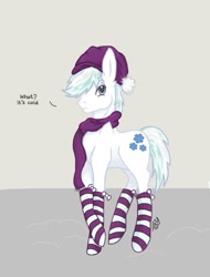 Size: 729x960 | Tagged: safe, artist:serenity, imported from derpibooru, double diamond, clothes, male, scarf, simple background, socks, solo, striped socks