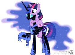 Size: 1042x767 | Tagged: safe, artist:90sigma, imported from derpibooru, nightmare moon, twilight sparkle, alicorn, pony, unicorn, cute, duo, duo female, female, hug, mare, simple background, solo, transparent background, unicorn twilight