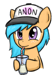 Size: 1420x1950 | Tagged: safe, artist:bojo, imported from derpibooru, oc, oc only, oc:little league, cap, cute, female, filly, hat, solo, straw