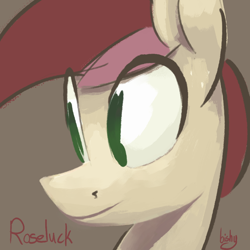 Size: 1000x1000 | Tagged: safe, artist:flowbish, imported from derpibooru, roseluck, earth pony, pony, close-up, female, mare, portrait, simple background, solo