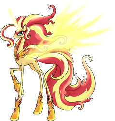 Size: 800x839 | Tagged: safe, artist:kaizerin, imported from derpibooru, sunset shimmer, alicorn, pony, equestria girls, friendship games, alicornified, daydream shimmer, equestria girls ponified, female, horseshoes, magic, ponified, princess, race swap, simple background, solo, transparent background