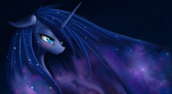 Size: 1970x1080 | Tagged: safe, artist:zigword, imported from derpibooru, princess luna, blushing, female, floppy ears, simple background, solo