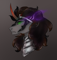 Size: 466x488 | Tagged: dead source, safe, imported from derpibooru, king sombra, pony, unicorn, bust, male, signature, simple background, solo, stallion