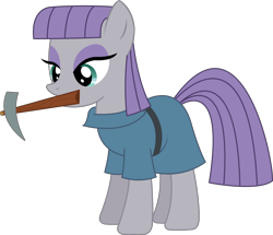 Size: 2388x2058 | Tagged: safe, artist:sketchmcreations, imported from derpibooru, maud pie, hearthbreakers, clothes, female, mouth hold, pickaxe, rock hammer, simple background, solo, transparent background, vector