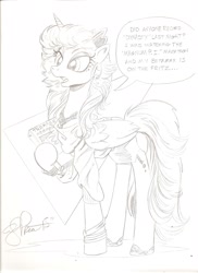 Size: 1700x2338 | Tagged: safe, artist:andypriceart, imported from derpibooru, princess luna, 80s, betamax, female, monochrome, solo, traditional art, trapper keeper