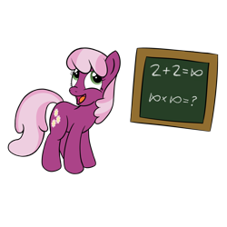 Size: 1280x1280 | Tagged: safe, artist:redquoz, imported from derpibooru, cheerilee, earth pony, pony, 16, 2+2=fish, algebra, chalkboard, common core, female, mare, math, simple background, solo, the fairly oddparents, transparent background