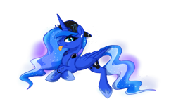 Size: 1024x620 | Tagged: safe, artist:xxcaliforniaangelxx, imported from derpibooru, princess luna, pony, female, hat, solo, tongue out