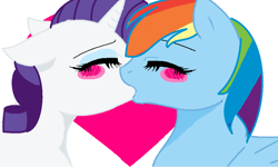 Size: 1024x614 | Tagged: safe, artist:fnaf329, imported from derpibooru, rainbow dash, rarity, pegasus, pony, unicorn, duo, eyes closed, female, kiss on the lips, kissing, lesbian, mare, raridash, shipping