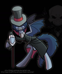 Size: 864x1028 | Tagged: safe, artist:black-nocturne, imported from derpibooru, pony, bat wings, bipedal, hat, malifaux, nicodem, ponified, ressurectionists, solo, top hat
