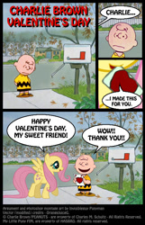 Size: 451x699 | Tagged: safe, artist:invisibleguy-ponyman, artist:ponymaan, imported from derpibooru, fluttershy, charlie brown, comic, crossover, peanuts, valentine, valentine's day, valentine's day card