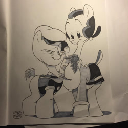 Size: 540x540 | Tagged: safe, artist:jay fosgitt, imported from derpibooru, earth pony, pony, female, male, mare, olive oyl, ponified, popeye, spinach, stallion, traditional art