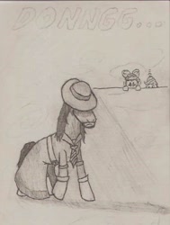 Size: 410x543 | Tagged: safe, artist:lyxrba, imported from derpibooru, apple bloom, scootaloo, beard, clothes, hat, necktie, ponified, suit, the undertaker, undertaker, wwe