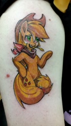 Size: 290x516 | Tagged: safe, artist:fireworksinsect, artist:hanabitaihou, artist:sunbusting, imported from derpibooru, applejack, human, irl, irl human, photo, solo, tattoo