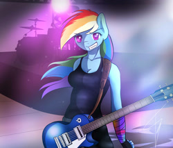 Size: 2000x1700 | Tagged: safe, artist:jamesjackobgermany, imported from derpibooru, rainbow dash, anthro, female, guitar, solo