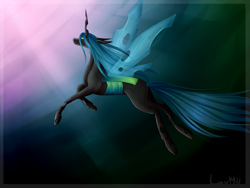 Size: 1600x1200 | Tagged: safe, artist:lou1911, imported from derpibooru, queen chrysalis, changeling, changeling queen, female, flying, solo
