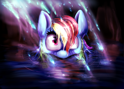 Size: 3500x2500 | Tagged: safe, artist:ferasor, imported from derpibooru, rainbow dash, cave, cavern, female, solo, water, wet, wet mane