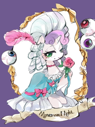 Size: 600x800 | Tagged: safe, artist:wan, imported from derpibooru, sweetie belle, scare master, female, mare anto, mare antoinette, marie antoinette, powdered wig, solo, victorian dress, wig