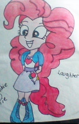 Size: 442x694 | Tagged: dead source, safe, artist:janob23, imported from derpibooru, pinkie pie, equestria girls, female, grin, solo, traditional art