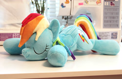Size: 5100x3300 | Tagged: safe, artist:janellesplushies, imported from derpibooru, rainbow dash, irl, photo, plushie, sleeping, solo