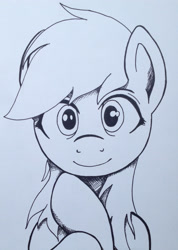 Size: 1693x2382 | Tagged: safe, artist:marmorexx, imported from derpibooru, rainbow dash, female, monochrome, portrait, solo