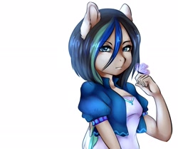 Size: 2208x1849 | Tagged: safe, artist:yukomaussi, imported from derpibooru, oc, oc only, oc:dark rose, anthro, butterfly, clothes, looking at you, solo