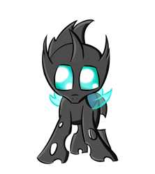 Size: 400x450 | Tagged: safe, artist:nevaylin, imported from derpibooru, changeling, cute, cuteling, front view, simple background, solo, transparent background, wings