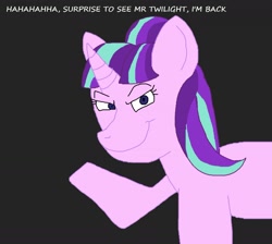 Size: 1280x1145 | Tagged: safe, imported from derpibooru, starlight glimmer, pony, unicorn, dialogue, female, mare, quality, simple background, smiling, solo