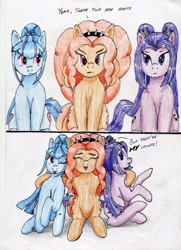 Size: 2508x3461 | Tagged: safe, artist:40kponyguy, derpibooru exclusive, imported from derpibooru, adagio dazzle, aria blaze, sonata dusk, equestria girls, adoragio, ariabetes, both cutie marks, cute, dazzlebetes, equestria girls ponified, group hug, laughing, ponified, sonatabetes, the dazzlings, traditional art