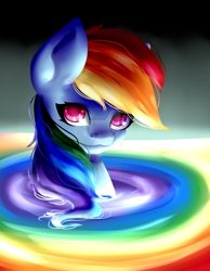 Size: 1024x1321 | Tagged: safe, artist:bl00dyroses, imported from derpibooru, rainbow dash, female, rainbow pool, solo, watermark, wet mane