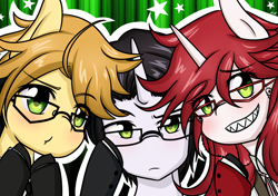 Size: 2700x1900 | Tagged: safe, artist:littlecloudie, imported from derpibooru, black butler, grell sutcliff, kuroshitsuji, ponified, ronald knox, william t spears