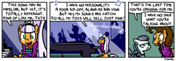 Size: 650x226 | Tagged: safe, artist:foudubulbe, imported from derpibooru, cheese sandwich, coloratura, the mane attraction, clothes, comic, costume, countess coloratura, crossdressing, dialogue, disguise, irony, rara, singing, speech bubble
