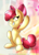 Size: 600x841 | Tagged: safe, artist:ikuvaito, imported from derpibooru, apple bloom, cutie mark, female, pose, raised hoof, solo, the cmc's cutie marks, underhoof