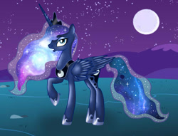 Size: 810x620 | Tagged: safe, artist:nevera573, imported from derpibooru, princess luna, female, galaxy mane, night, solo