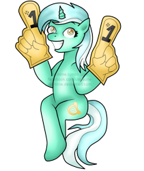 Size: 579x687 | Tagged: safe, artist:uu-hime, imported from derpibooru, lyra heartstrings, pony, female, foam finger, solo, watermark