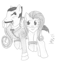 Size: 853x936 | Tagged: safe, artist:limpurtikles, imported from derpibooru, fluttershy, bondage, cloth gag, dan backslide, gag, kidnapped, monochrome, rope, sack, the dover boys, tied up