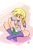 Size: 1200x1800 | Tagged: safe, artist:pilla, imported from derpibooru, derpy hooves, equestria girls, blushing, clothes, female, missing shoes, petals, sitting, socks, solo