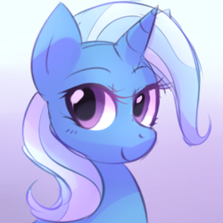 Size: 300x300 | Tagged: safe, artist:bae-mon, imported from derpibooru, trixie, pony, unicorn, bust, cute, diatrixes, female, gradient background, looking at you, mare, portrait, solo, three quarter view