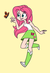 Size: 964x1400 | Tagged: safe, artist:khuzang, imported from derpibooru, fluttershy, butterfly, equestria girls, clothes, female, human coloration, skirt, solo, tanktop