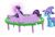 Size: 1200x810 | Tagged: safe, artist:redflare500, imported from derpibooru, spike, trixie, twilight sparkle, pony, unicorn, cartoon physics, female, glowing horn, grin, horn, inanimate tf, levitation, magic, mare, objectification, smiling, telekinesis, trampoline, transformation, trio, wat, what has magic done