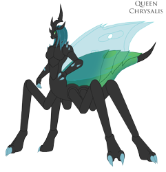 Size: 1968x2038 | Tagged: safe, artist:pyrus-leonidas, imported from derpibooru, queen chrysalis, kaiju, female, insectoid, kaijufied, simple background, solo, species swap, transparent background